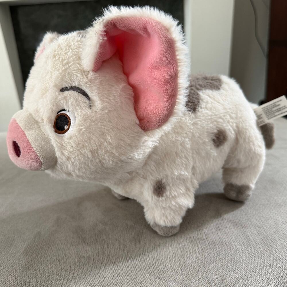 Disney Moana Pua Pig Plush Stuffed Animal 10" Just Play White Gray Pin